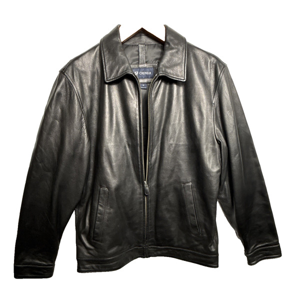 Cremieux Lambskin Black Leather Jacket Men's Medium NWOT Bomber Style - Picture 1 of 10